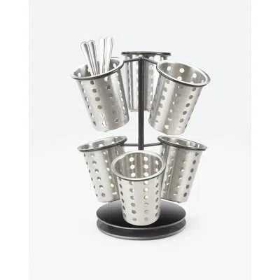Cal-mil Iron 6-cylinder Revolving Caddy Flatware / Condiment Displayy In Black
