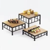 Cal-mil Iron Square Riser With Bamboo Top In Bamboo