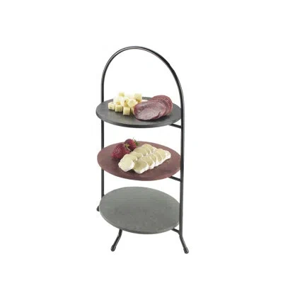 Cal-mil Iron Three Tier Black Bowl And Plate Display - 8 3/4" X 8 3/4 " X 18"