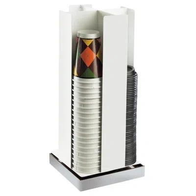 Cal-mil Luxe 4-section Revolving Cup And Lid Organizer In Stainless Steel