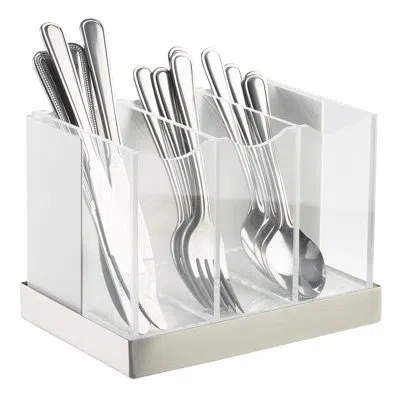 Cal-mil Luxe Flatware Organizer In Stainless Steel