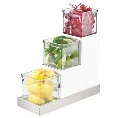 Cal-mil Luxe Stair Step Jar Display In White;silver