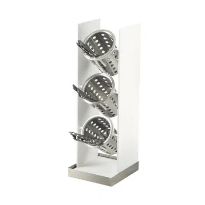 Cal-mil Luxe White Metal 3-cylinder Vertical Flatware / Condiment Display In Stainless Steel