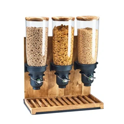 Cal-mil Madera 5 Liter Triple Canister Free Flow Cereal Dispenser In Brown