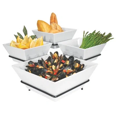 Cal-mil Melamine 4 Bowl Square Display In Black