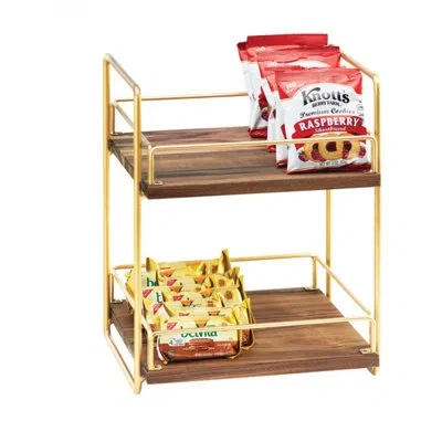 Cal-mil Mid Century 2 Tier Merchandiser In Brass