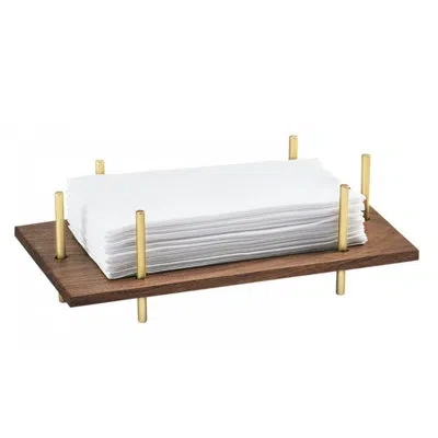 Cal-mil Mid-century 10" X 5 1/2" X 3 1/2" Napkin Holder With Frame In Brass