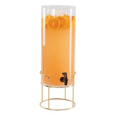 Cal-mil Mid-century 3 Gallon Round Beverage Dispenser With Ice Chamber In Brass