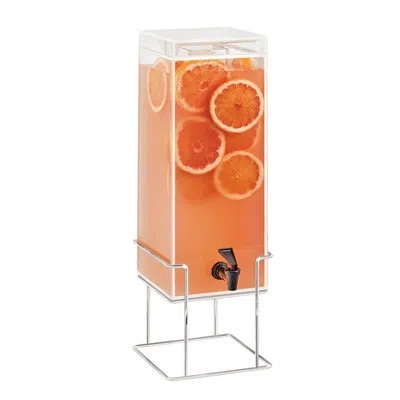 Cal-mil Mid-century 3 Gallon Square Beverage Dispenser With Ice Chamber In Chrome