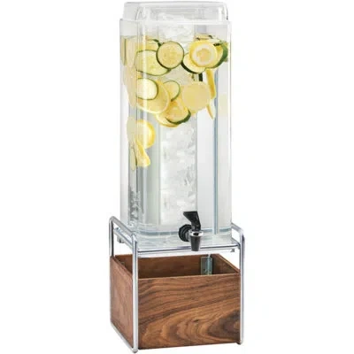 Cal-mil Mid-century 3 Gallon Square Beverage Dispenser With Walnut And Base And Infusion Chamber In Chrome