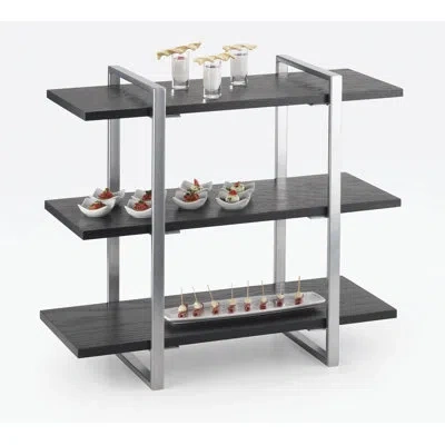 Cal-mil Midnight Bamboo 3-shelf Metal Frame Riser With Silver Frame In Silver;midnight