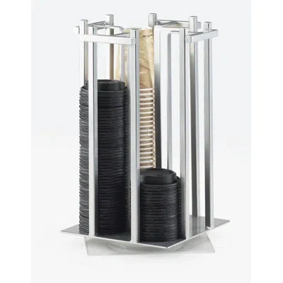 Cal-mil One By One 4-section Revolving Cup And Lid Organizer In Silver