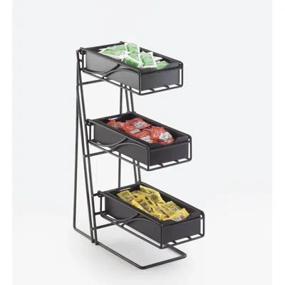 Cal-mil Platinum 3-tier Metal Flatware / Condiment Display With Faux Glass Bins In Midnight