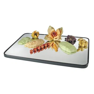 Cal-mil Rectangle Mirror Tray With Black Trim In White