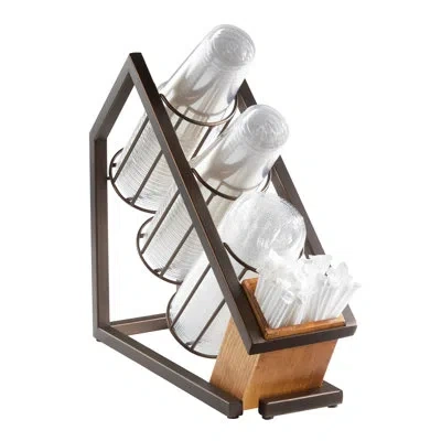 Cal-mil Sierra Slanted Cup, Lid, And Straw Holder In Dark Brown;light Brown