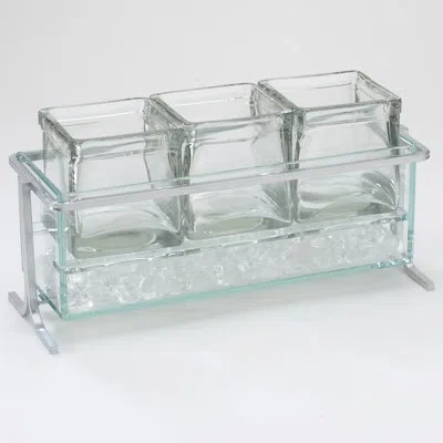 Cal-mil Silver Iron Iced Glass Jar Display - 5" Height