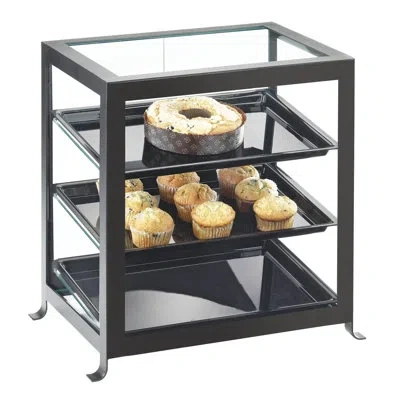 Cal-mil Soho Three Tier Display Case With Rear Doors In Black