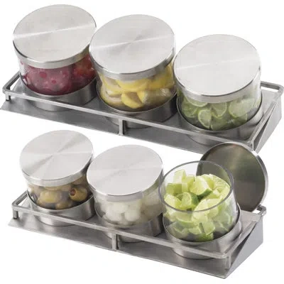 Cal-mil Stainless Steel 3 Jar Mixology Display - 16oz Jars With Hinged Lid In Clear