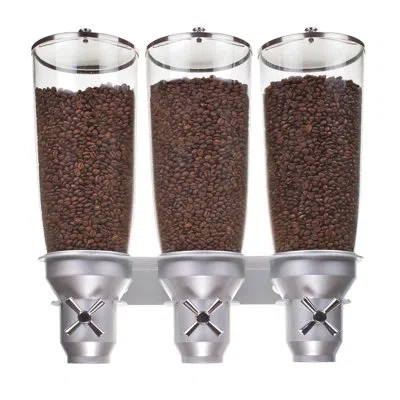 Cal-mil Turn N Serve Platinum Wall Mount 5 Liter Triple Canister Cereal Dispenser In Silver,clear