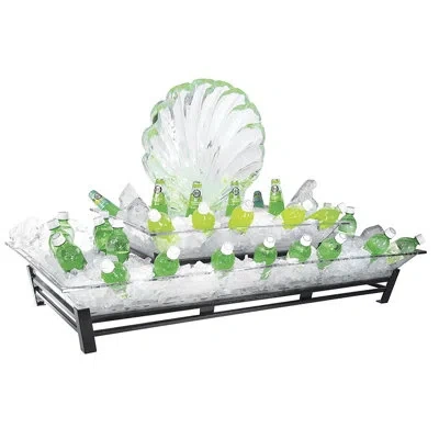 Cal-mil Two Tier Metal Ice Housing System With Ice Pan, Drainage Hose, And Led Lighting - 24" X 48" X 12 1/2 In Black