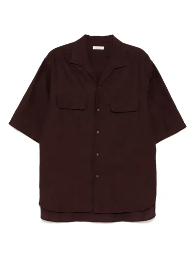 Calmlence 오픈 칼라 셔츠 In Brown