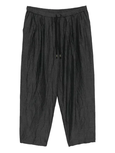 Calmlence Double Pleated Tapered Trousers In Black