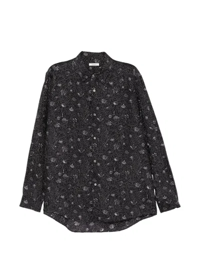 Calmlence Floral-print Polka-dot Shirt In Black