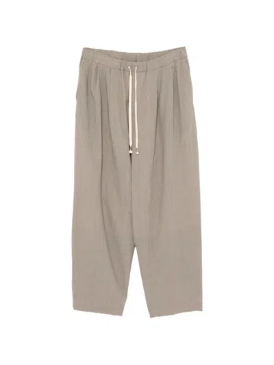 Calmlence Stripe-print Drawstring Trousers In Gray