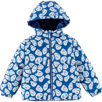 Calonie Babies'  Kids' Alex Reversible Down Hooded Puffer Jacket In Blue