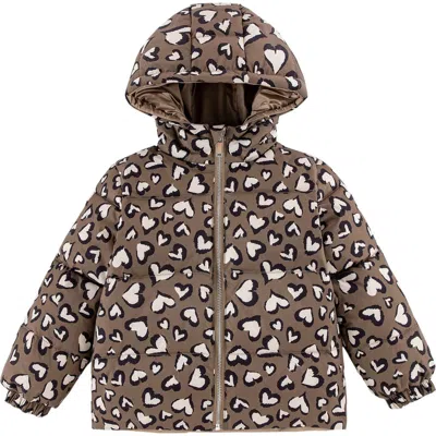 Calonie Babies'  Kids' Alex Reversible Down Hooded Puffer Jacket In Brown