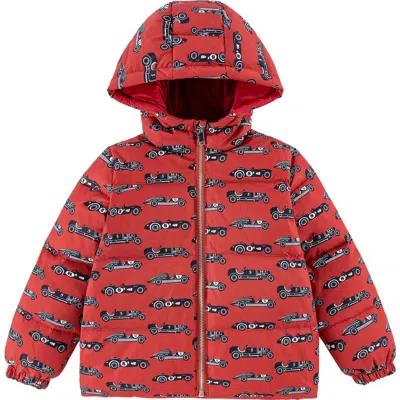 Calonie Babies'  Kids' Alex Reversible Down Hooded Puffer Jacket In Red