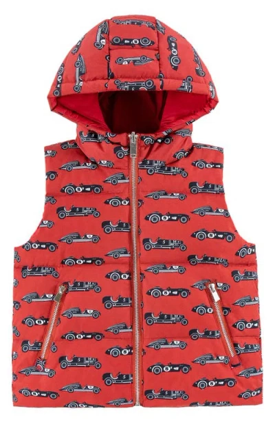 Calonie Kids' Dylan Reversible Down Hooded Puffer Vest In Red