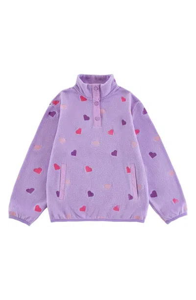 Calonie Kids' Embroidered Heart Polar Fleece Pullover In Purple