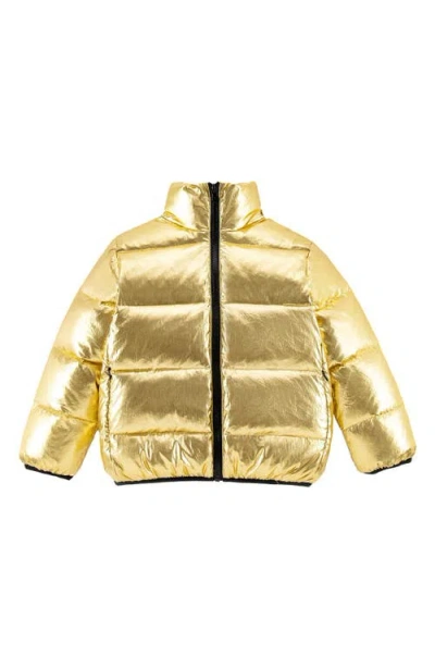 Calonie Kids' Finley Waterproof Metallic Down Puffer Jacket In Gold