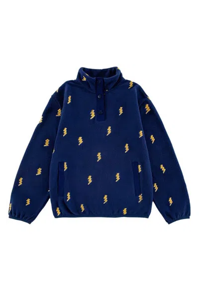 Calonie Kids' Lightning Bolt Polar Fleece Pullover In Blue