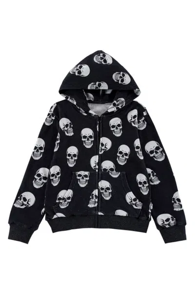 Calonie Kids' Skulls Full Zip Hoodie In Black