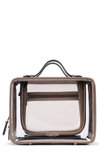 Calpak Clear Cosmetics Case In Mocha