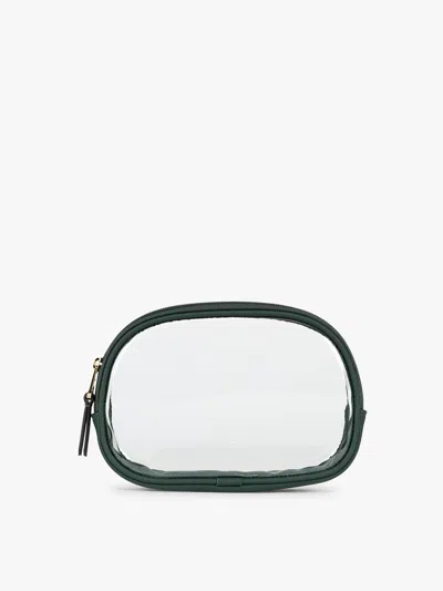 Calpak Clear Quart Zip Pouch In Emerald