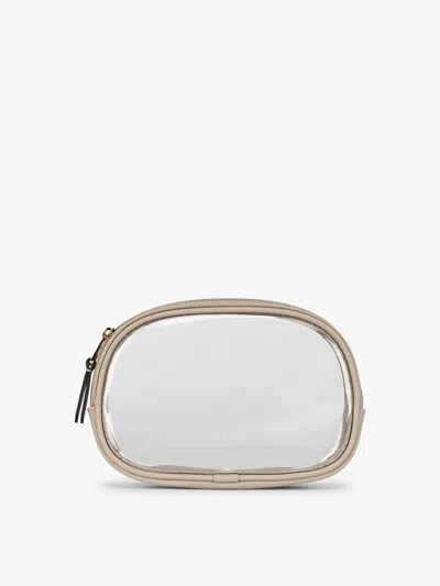 Calpak Clear Quart Zip Pouch In Stone