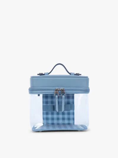 Calpak Clear Train Case With Top Compartment In Blue