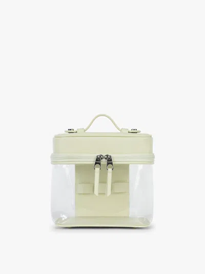 Calpak Clear Train Case With Top Compartment In Green