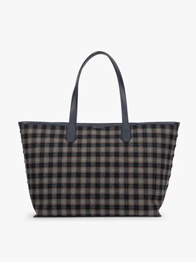 Calpak Colette 15 Inch Laptop Tote In Navy Plaid