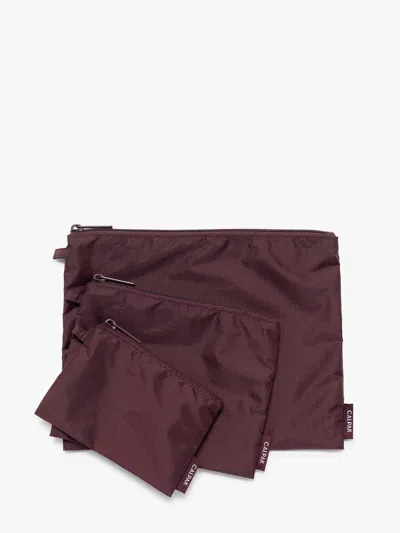 Calpak Compakt Zip Pouch Set In Dark Cherry