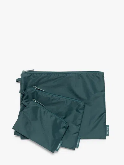 Calpak Compakt Zip Pouch Set In Kale
