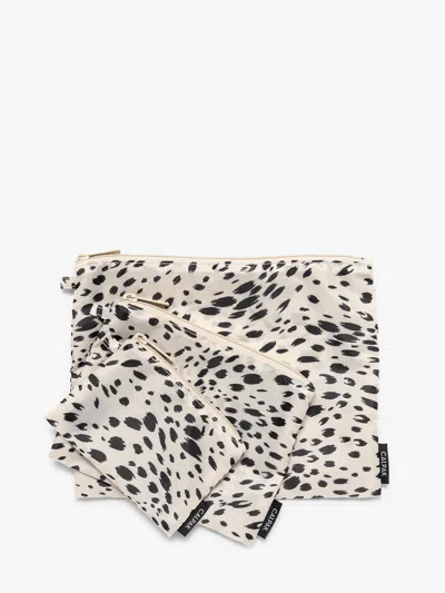Calpak Compakt Zip Pouch Set In Snow Leopard