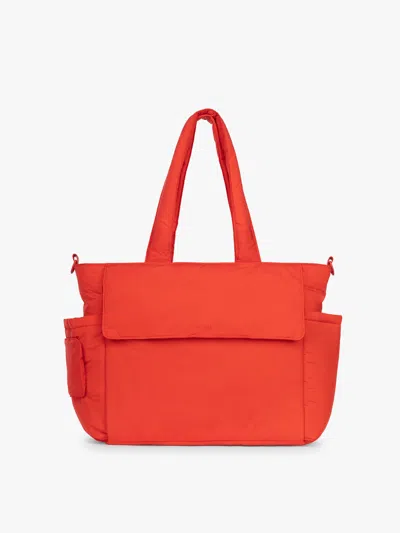 Calpak Diaper Tote Bag With Laptop Sleeve In Red