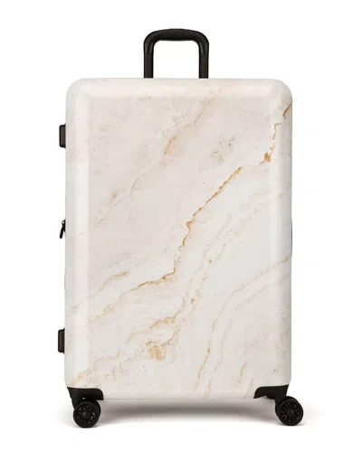 Calpak Gold Marble 28 Checked Expandable Luggage In White