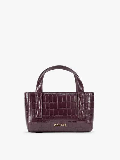 Calpak Haven Mini Crossbody Bag In Dark Cherry Croc