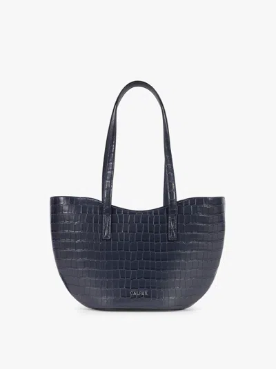 Calpak Haven Tulip Tote In Navy Croc