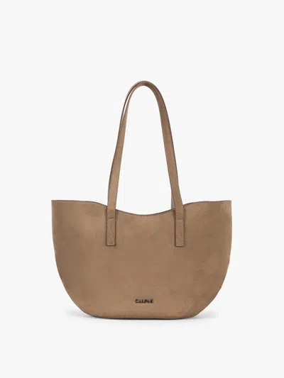 Calpak Haven Tulip Tote In Truffle Suede